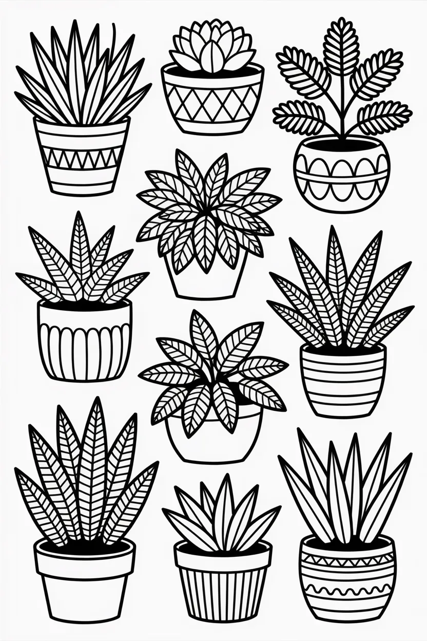 plants in pots coloring pages free printable