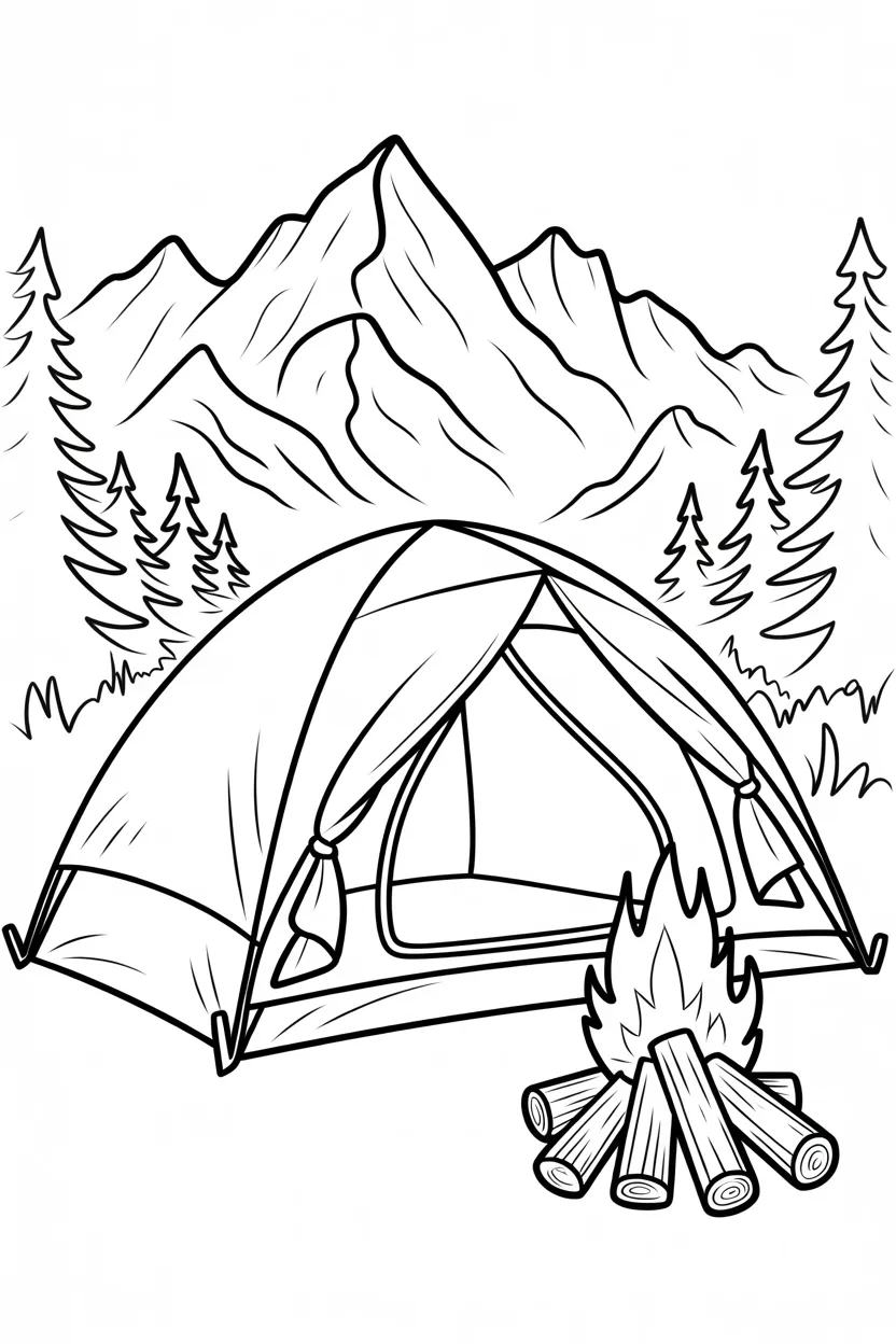 Camping scene coloring pages free printable
