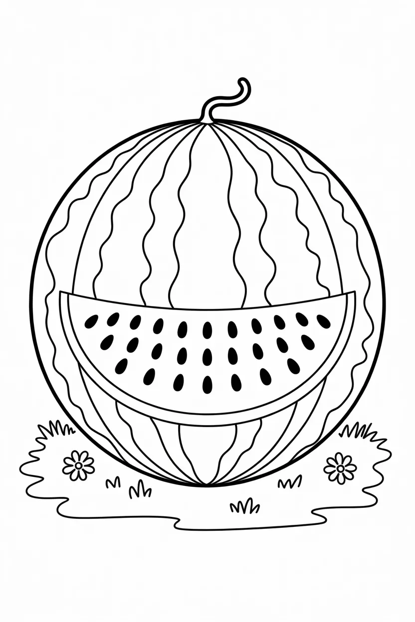 5 Water Melon coloring pages free printable