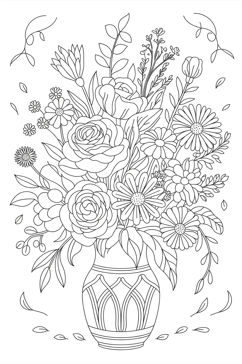 Flowers bouquet coloring pages
