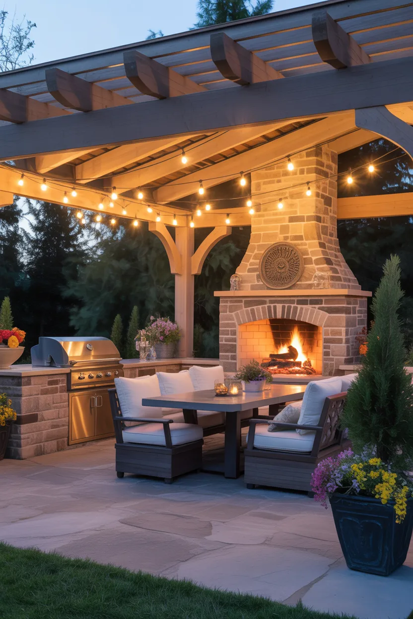 Outdoor BBQ Area With Roof Ideas