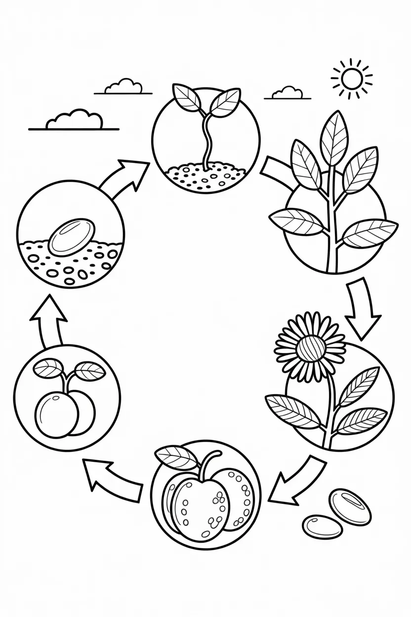 5 Life cycle of plant coloring pages