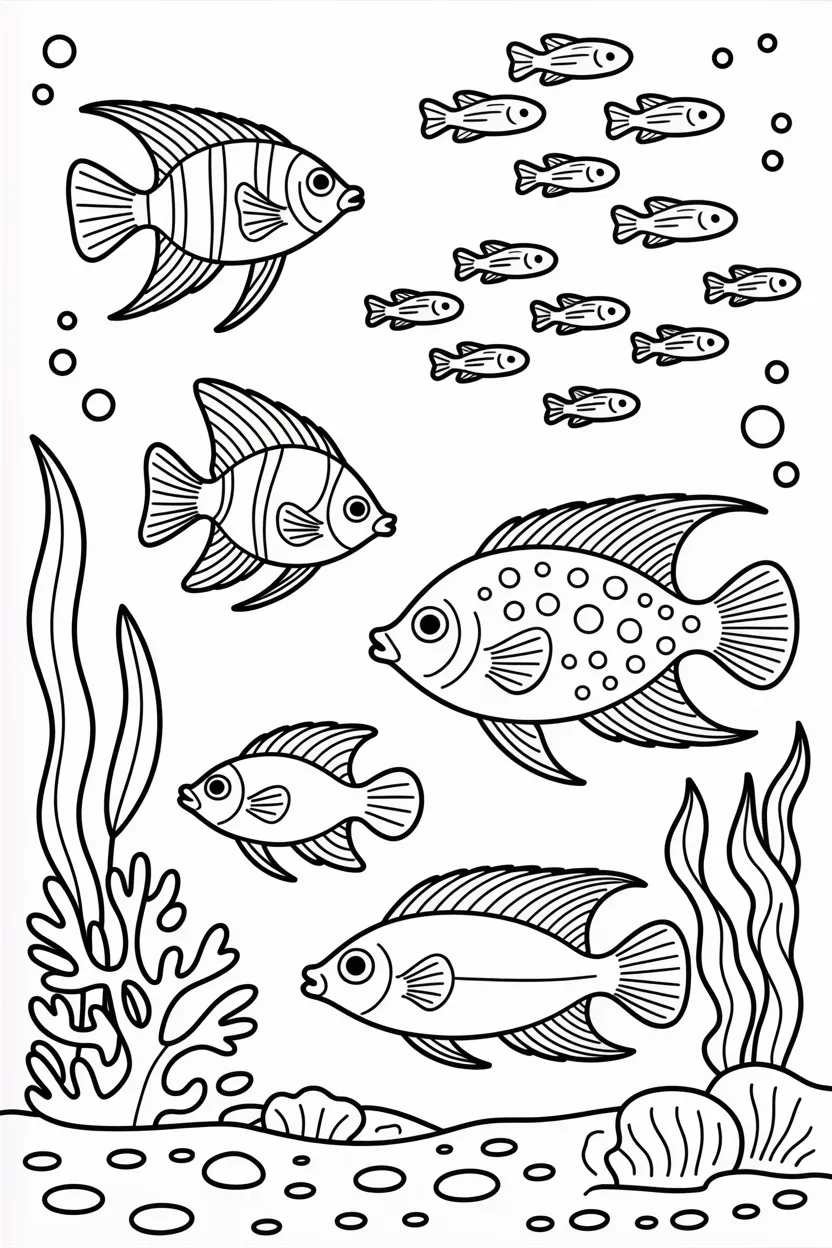 5 fish coloring pages free printable