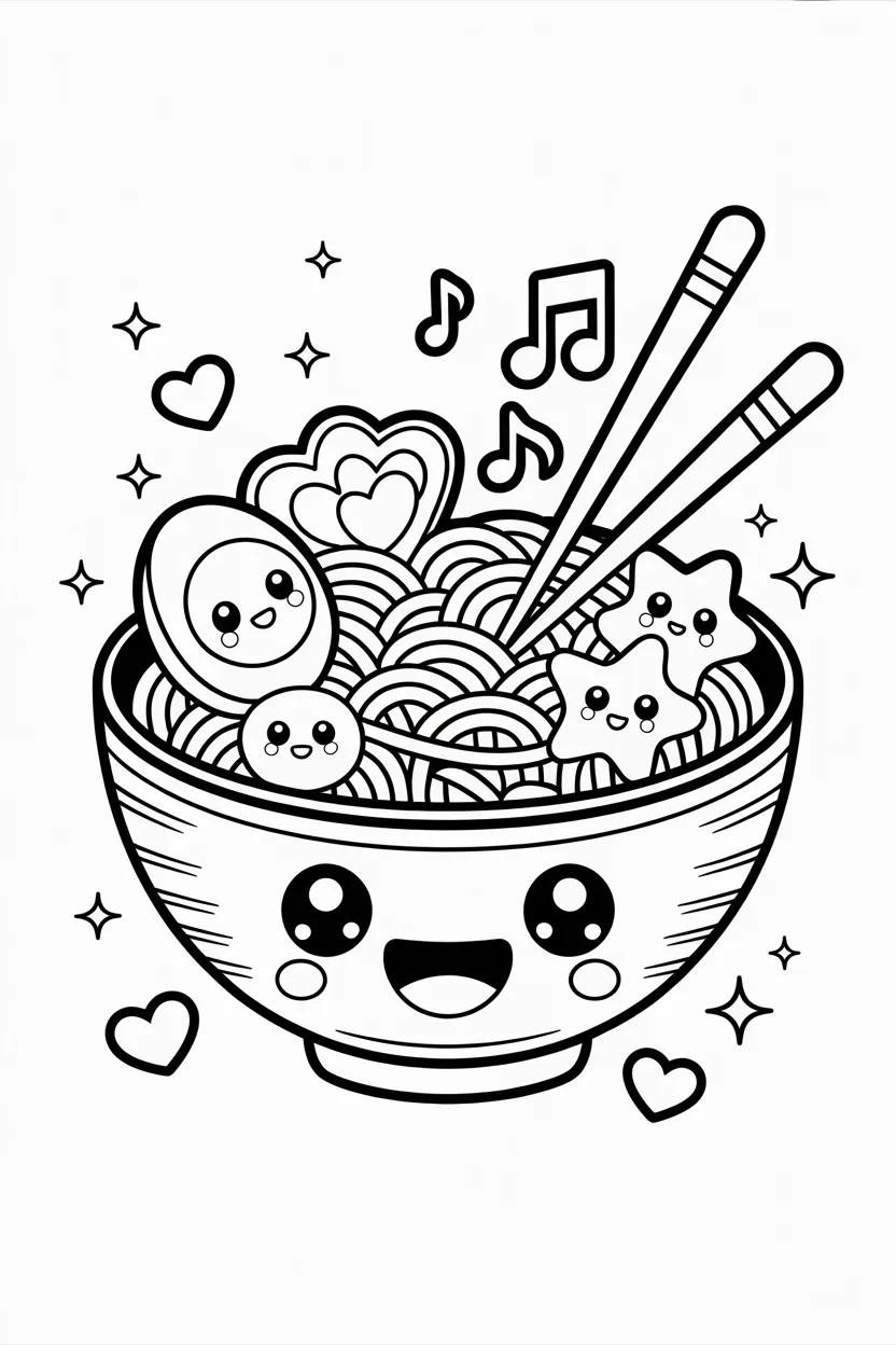 5 food (ramen) coloring pages free printable