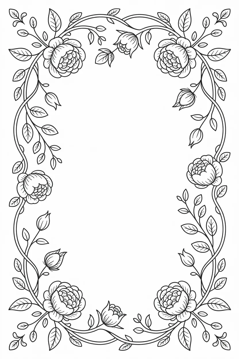 Floral frames coloring pages free printable