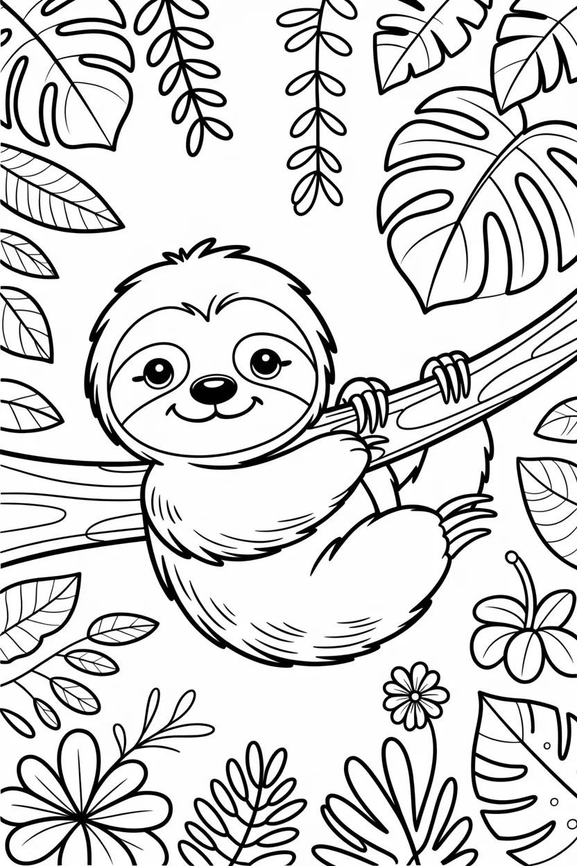 cute sloth coloring pages free printable