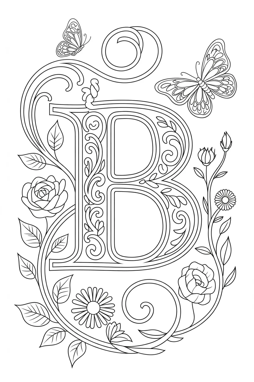 Alphabet letter B coloring pages