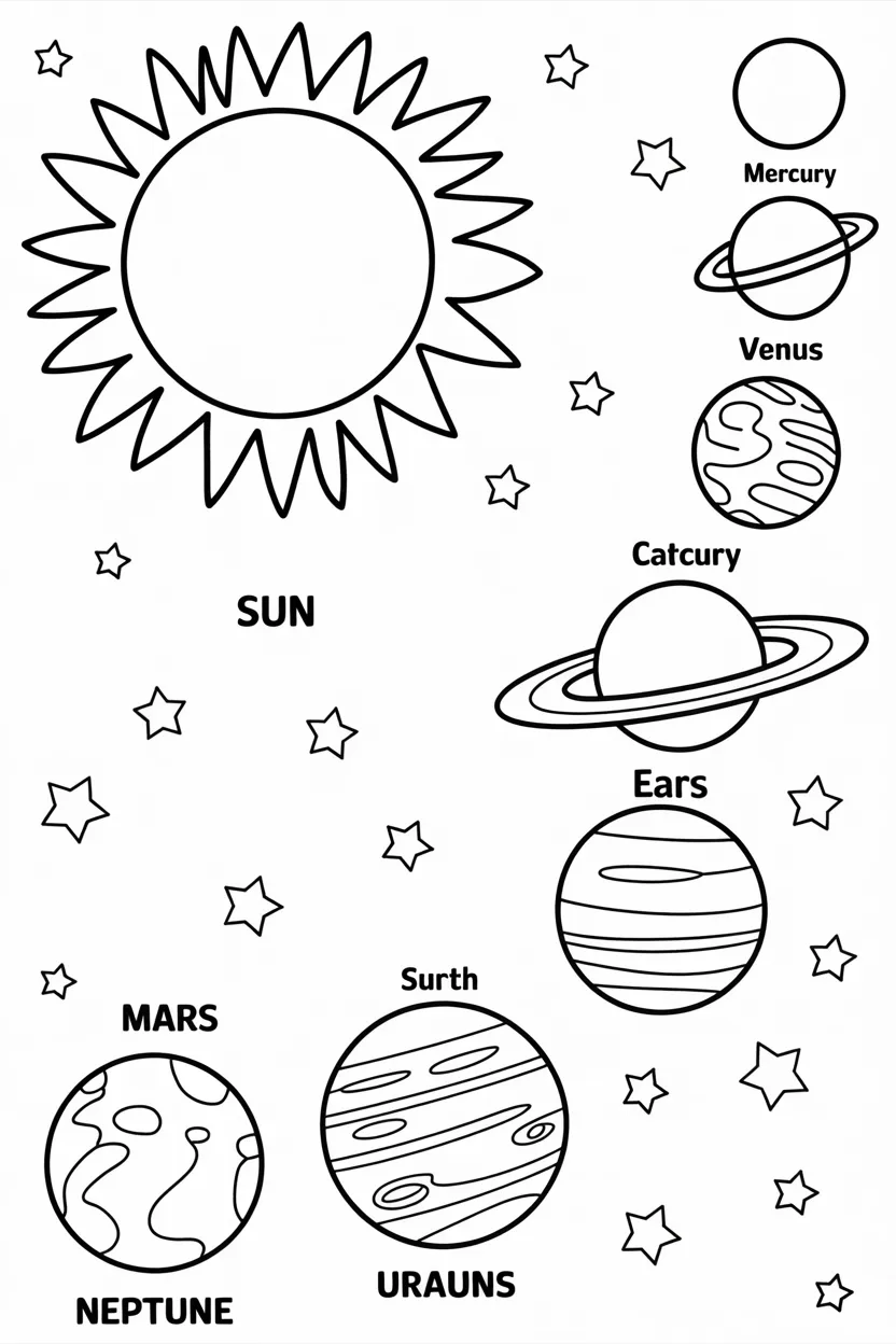 5 Solar system coloring pages free printable