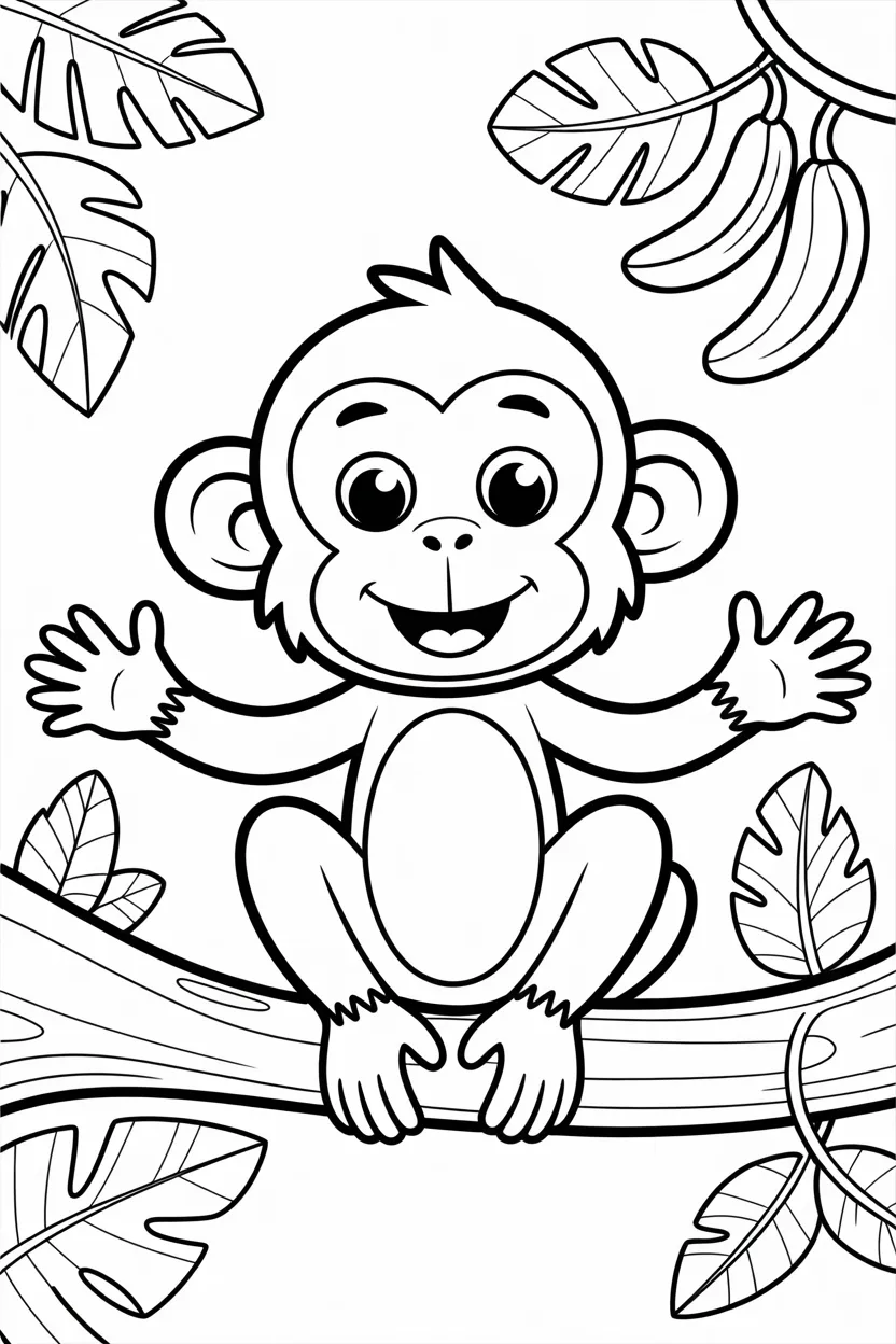 5 monkey coloring pages free printable
