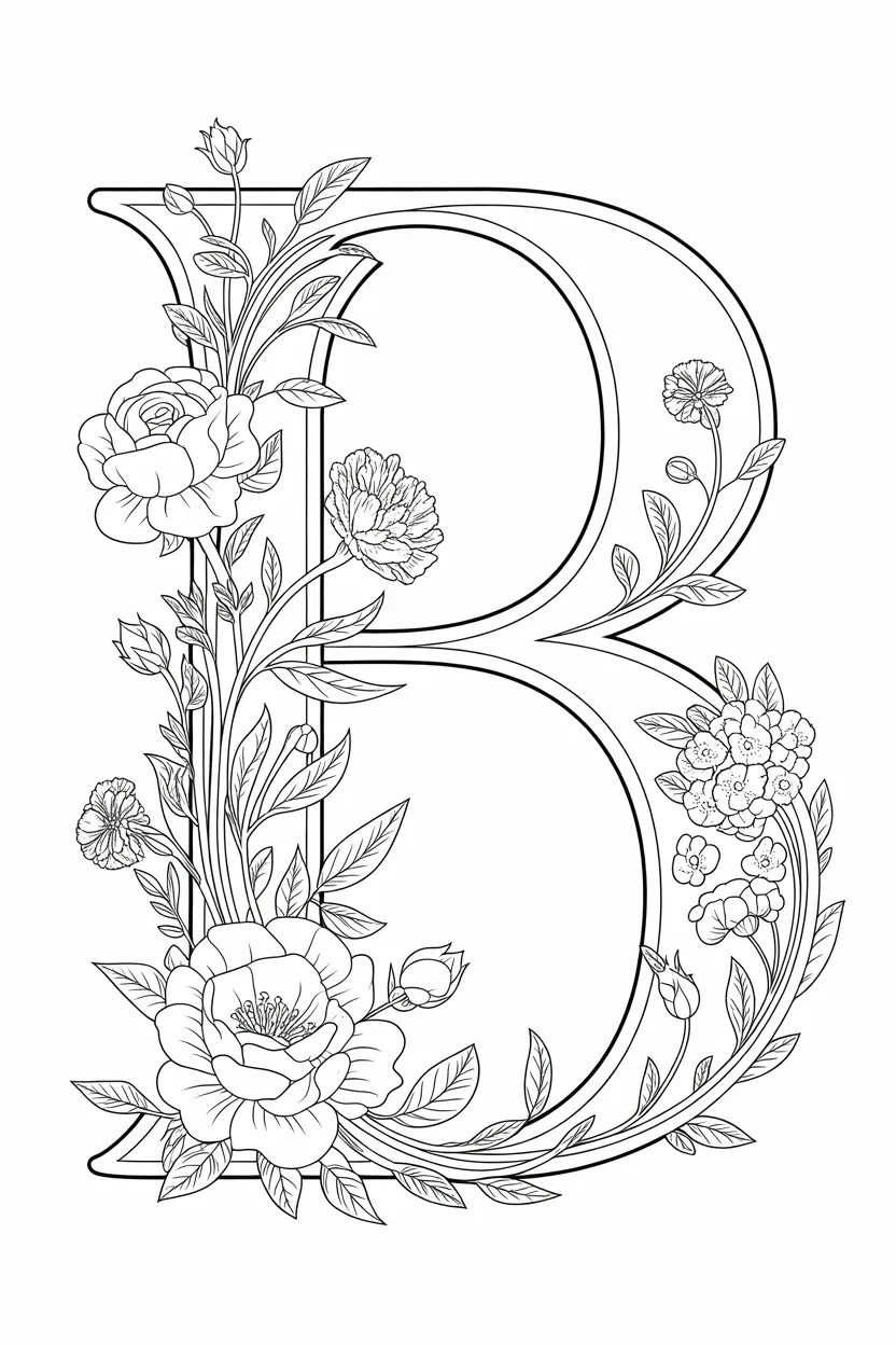 Alphabet letter B coloring pages