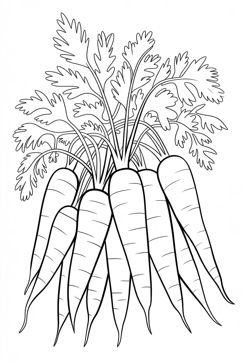 5 Carrots coloring pages free printable 