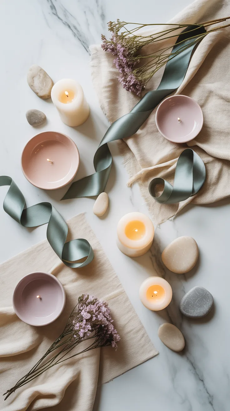 Spring coffee table color palette mood board in blush, sage, and cream