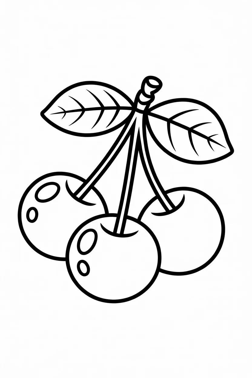 5 Cherries coloring pages free printable