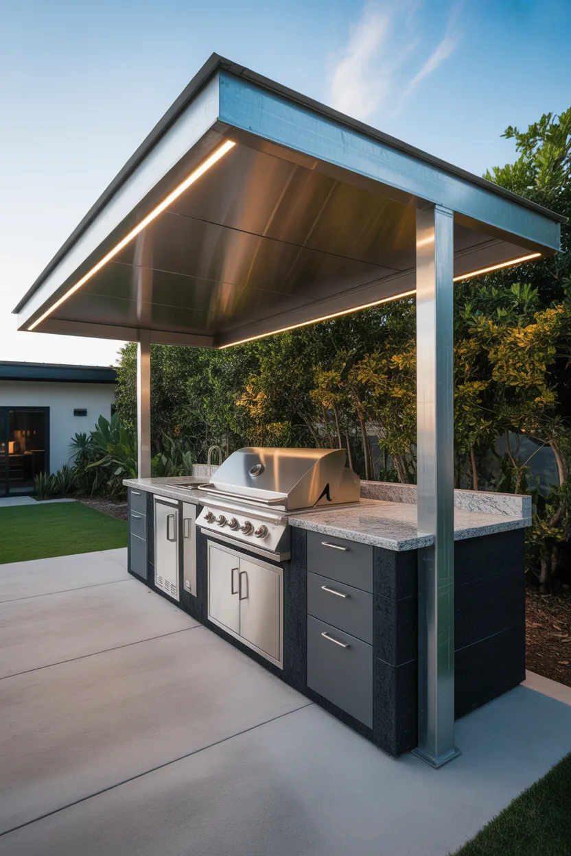 Outdoor BBQ Area With Roof Ideas