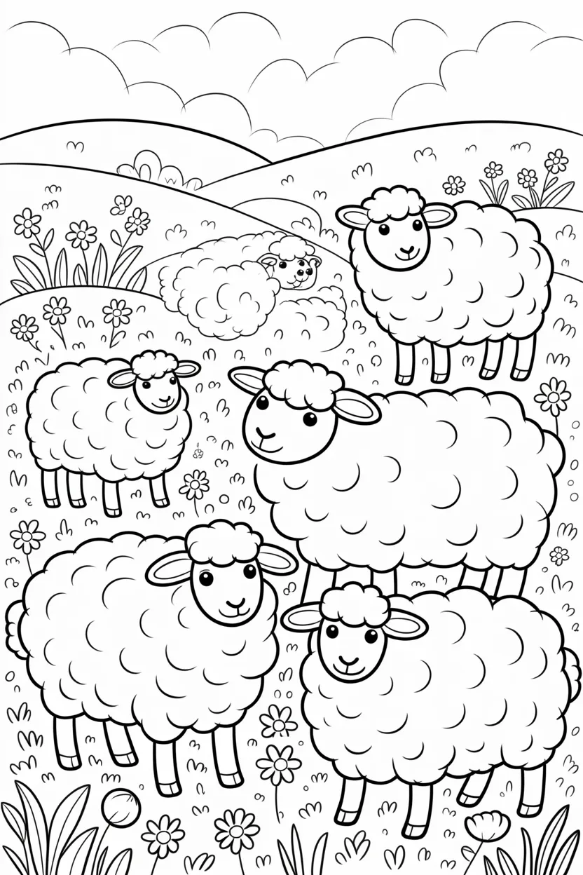 5 Adorable sheep coloring pages free printable