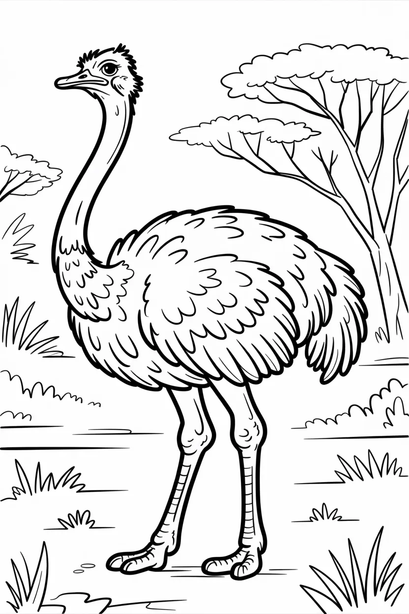 5 Ostrich coloring pages free printable