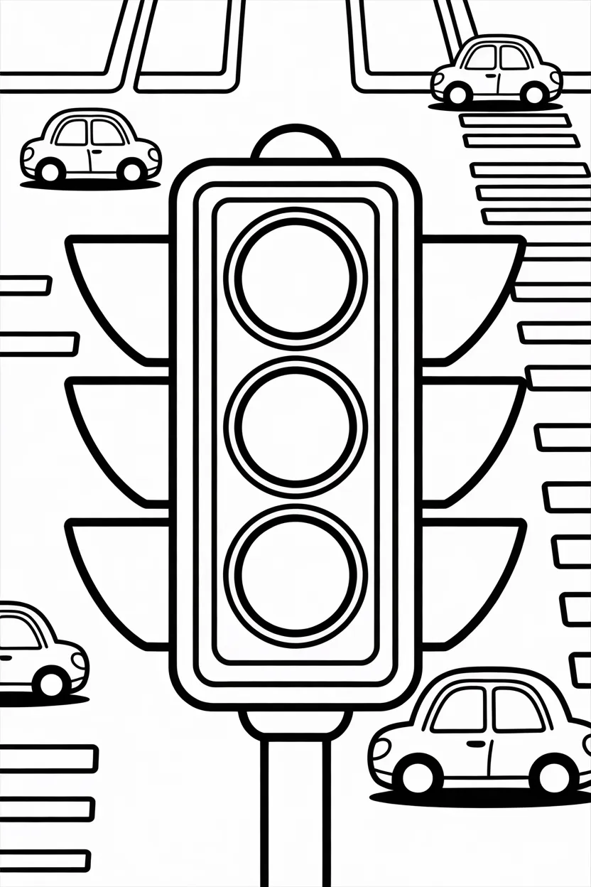 5 Traffic Signals coloring pages free printable