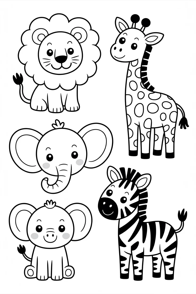 cute safari animals coloring pages