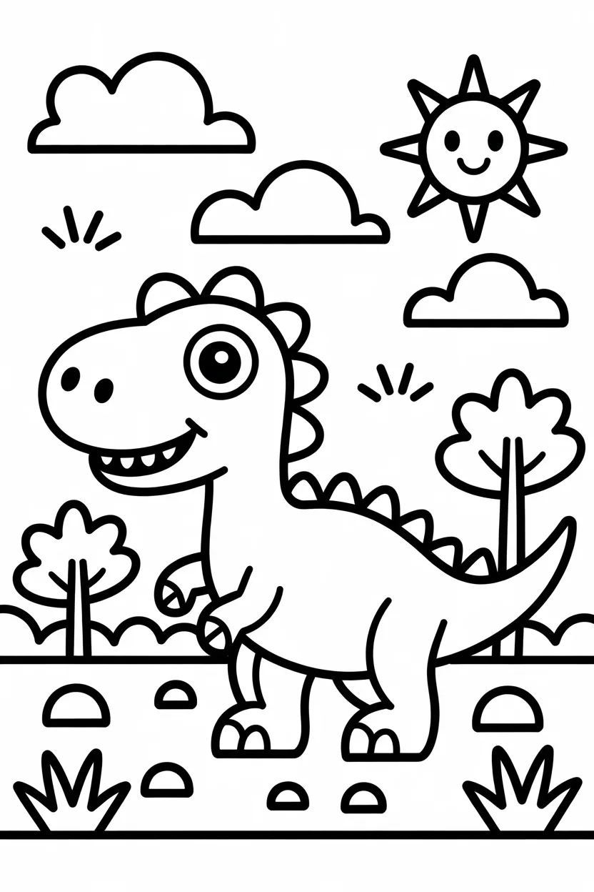 5 Dinosaurs coloring pages free printable