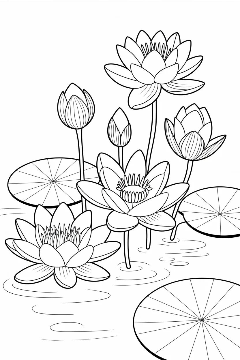 Lotus flowers coloring pages free printable