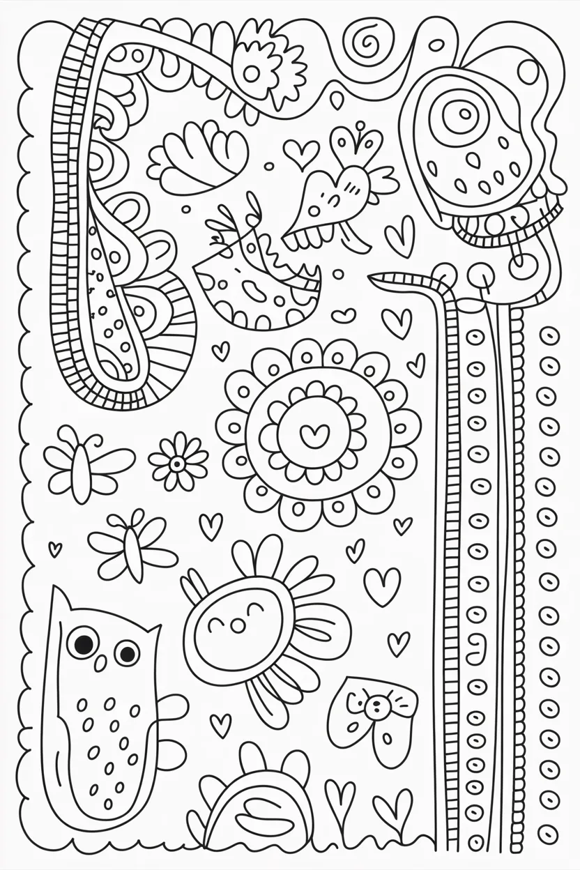 5 Doodles Coloring Pages Free Printable