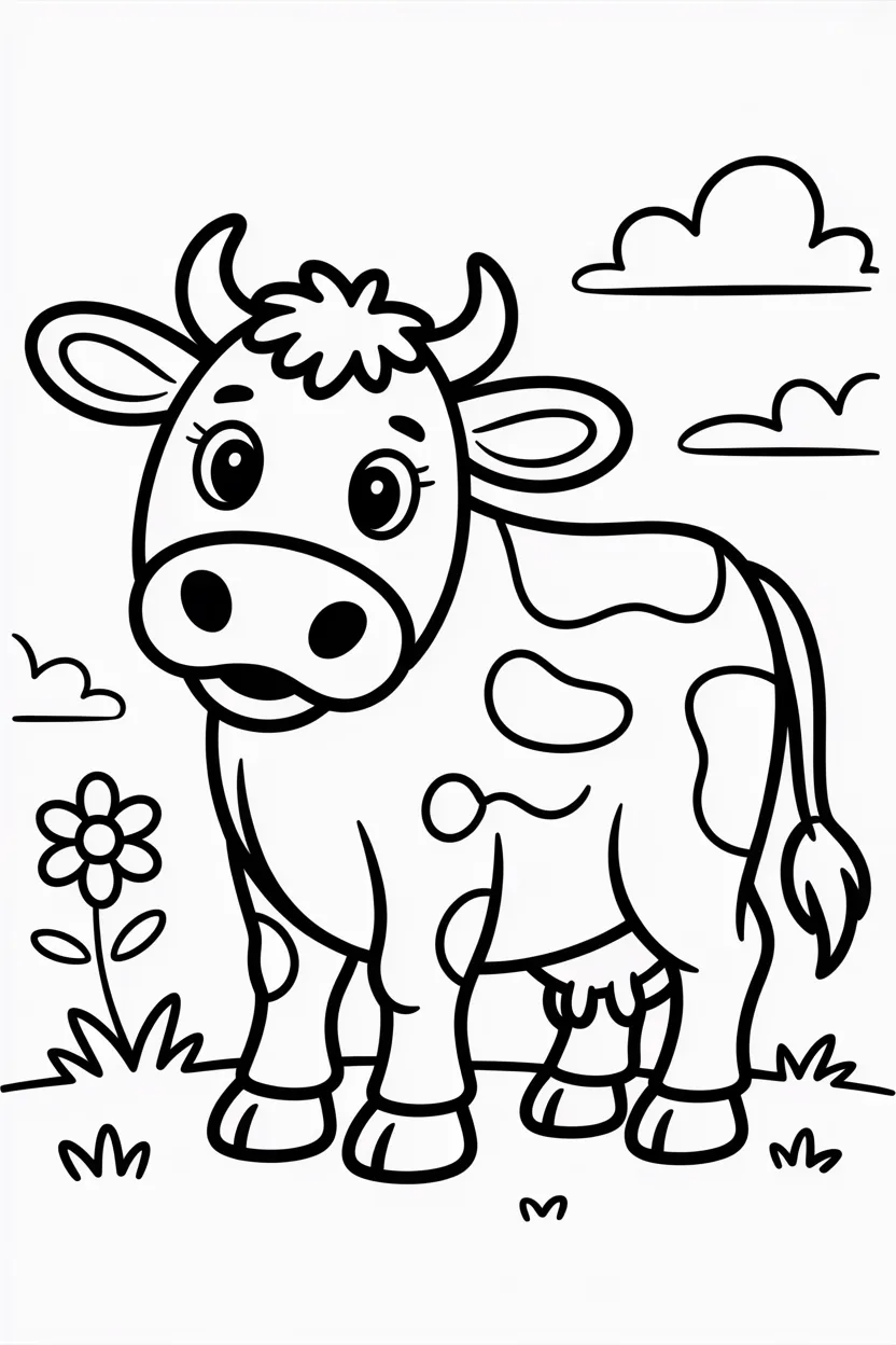 5 Cute Cow coloring pages free printable