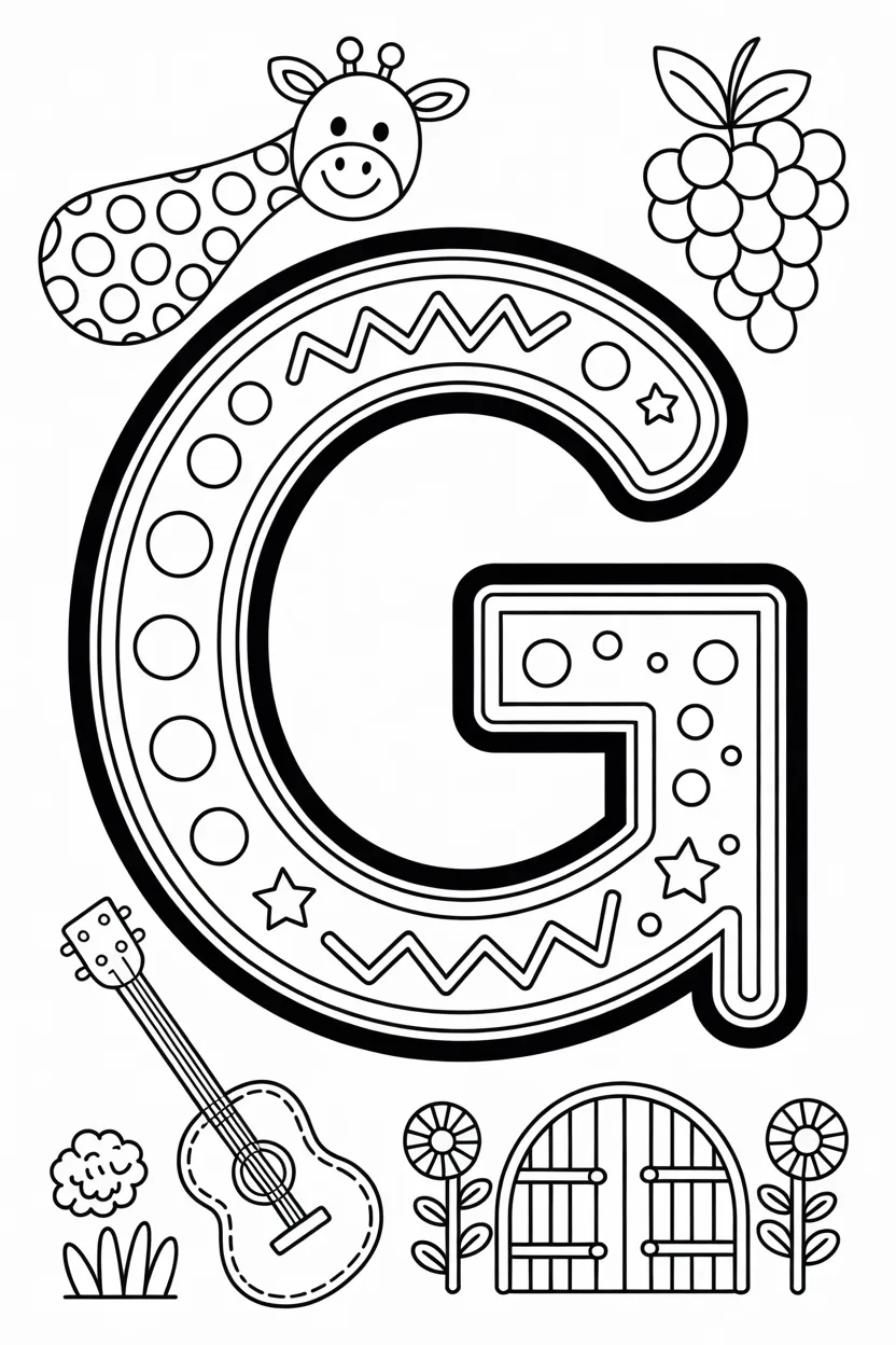 Alphabet letter G coloring pages free printable