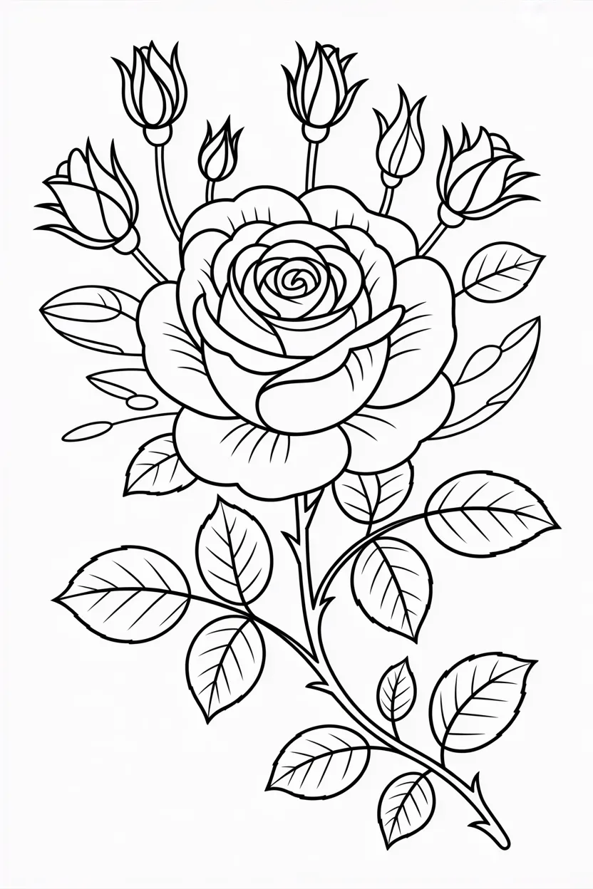 Rose flower coloring pages free printable