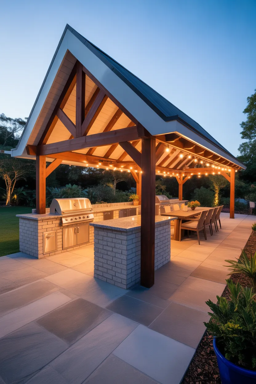 Outdoor BBQ Area With Roof Ideas