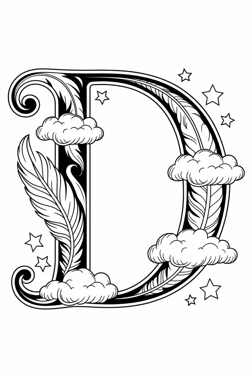 Alphabet letter D coloring pages