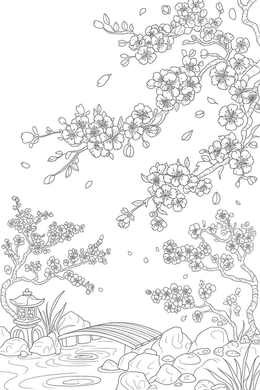 Cherry blossom coloring pages free printable
