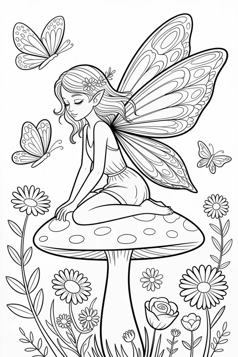 Small fairy coloring pages