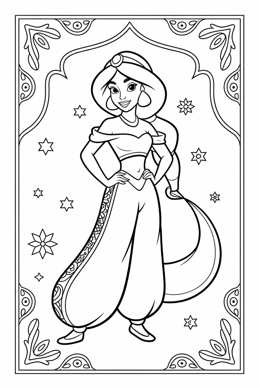 4 Jasmine coloring pages free printable