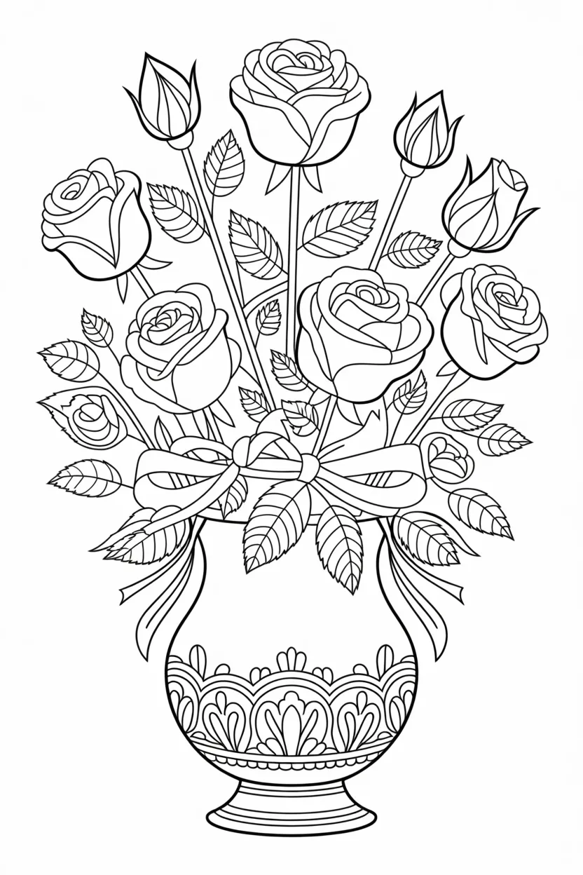 Rose bouquet coloring pages