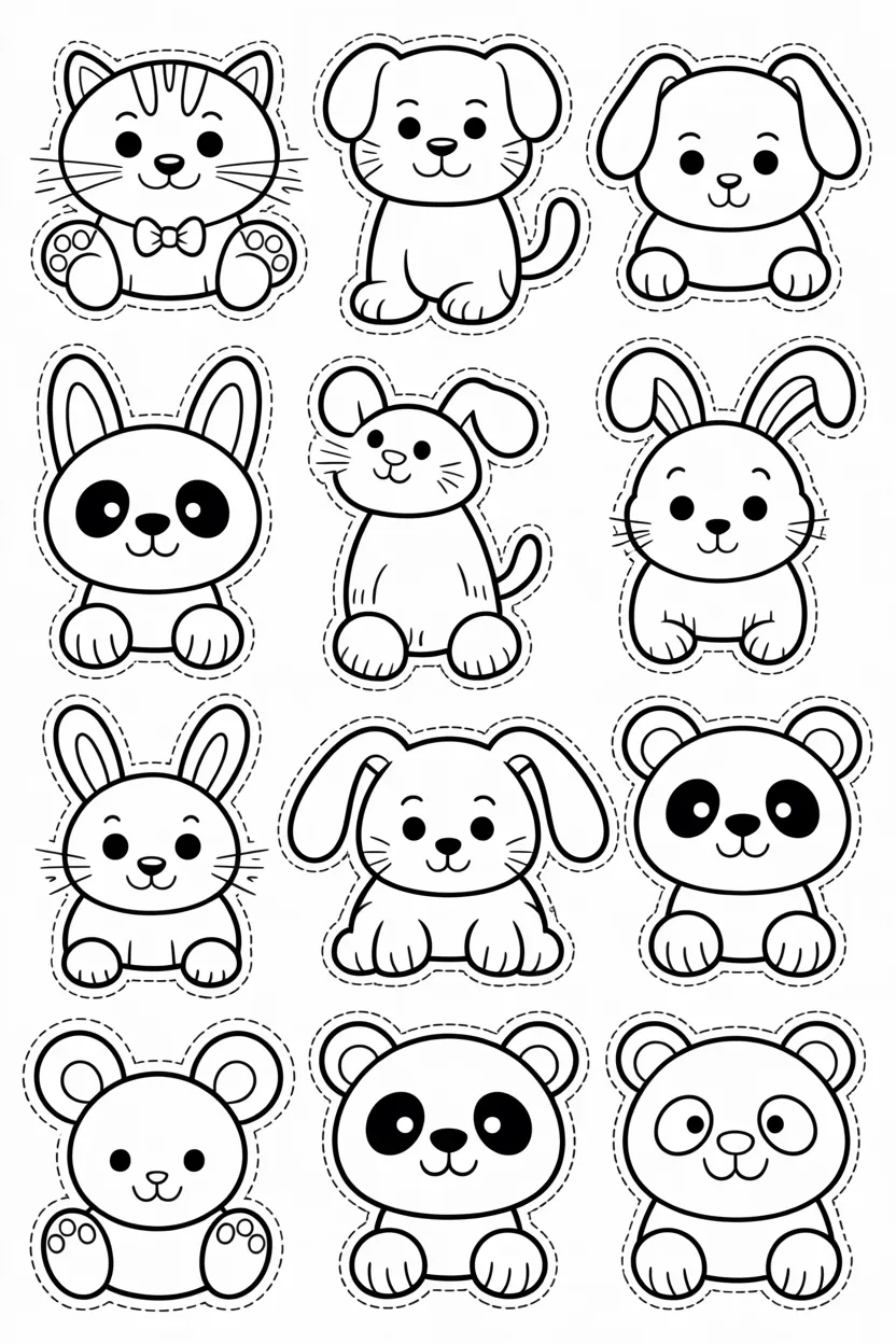 Cute Animal Doodles Coloring Pages Free Printable