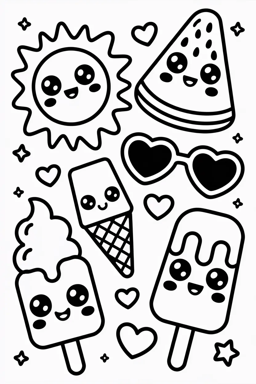 5 Summer coloring pages free printable