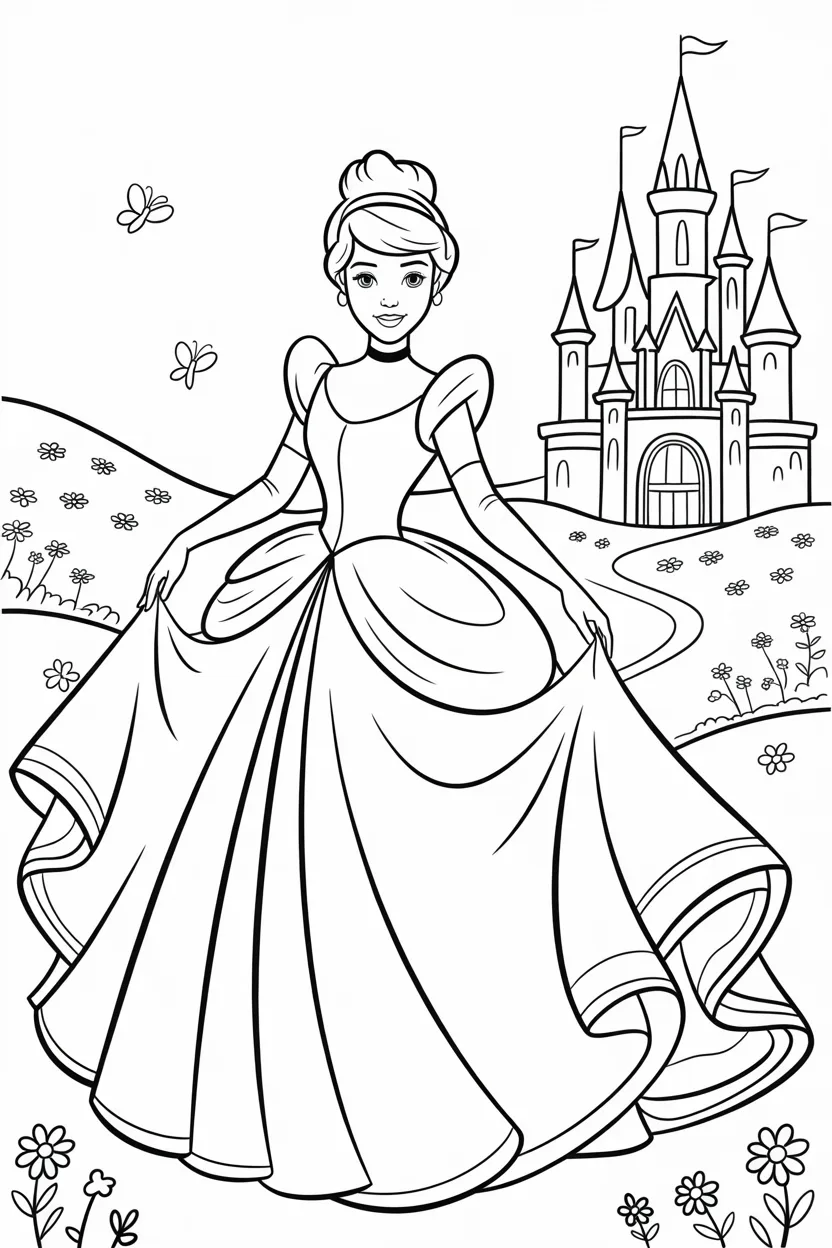 4 Cinderella coloring pages free printable