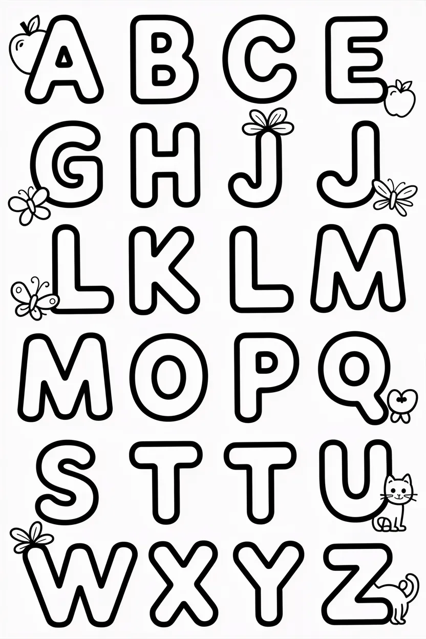5 Alphabets coloring pages free printable