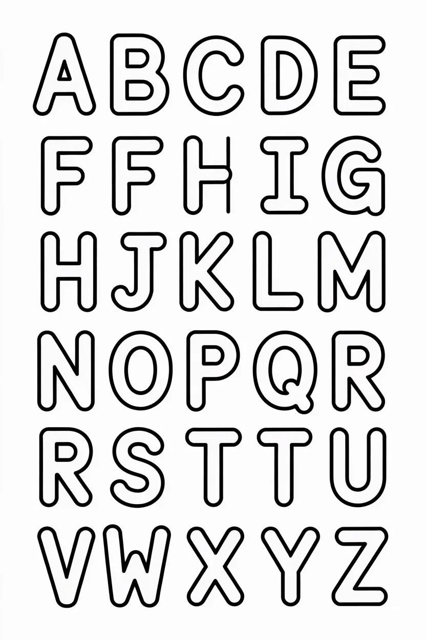 alphabet set A to Z coloring pages free printable