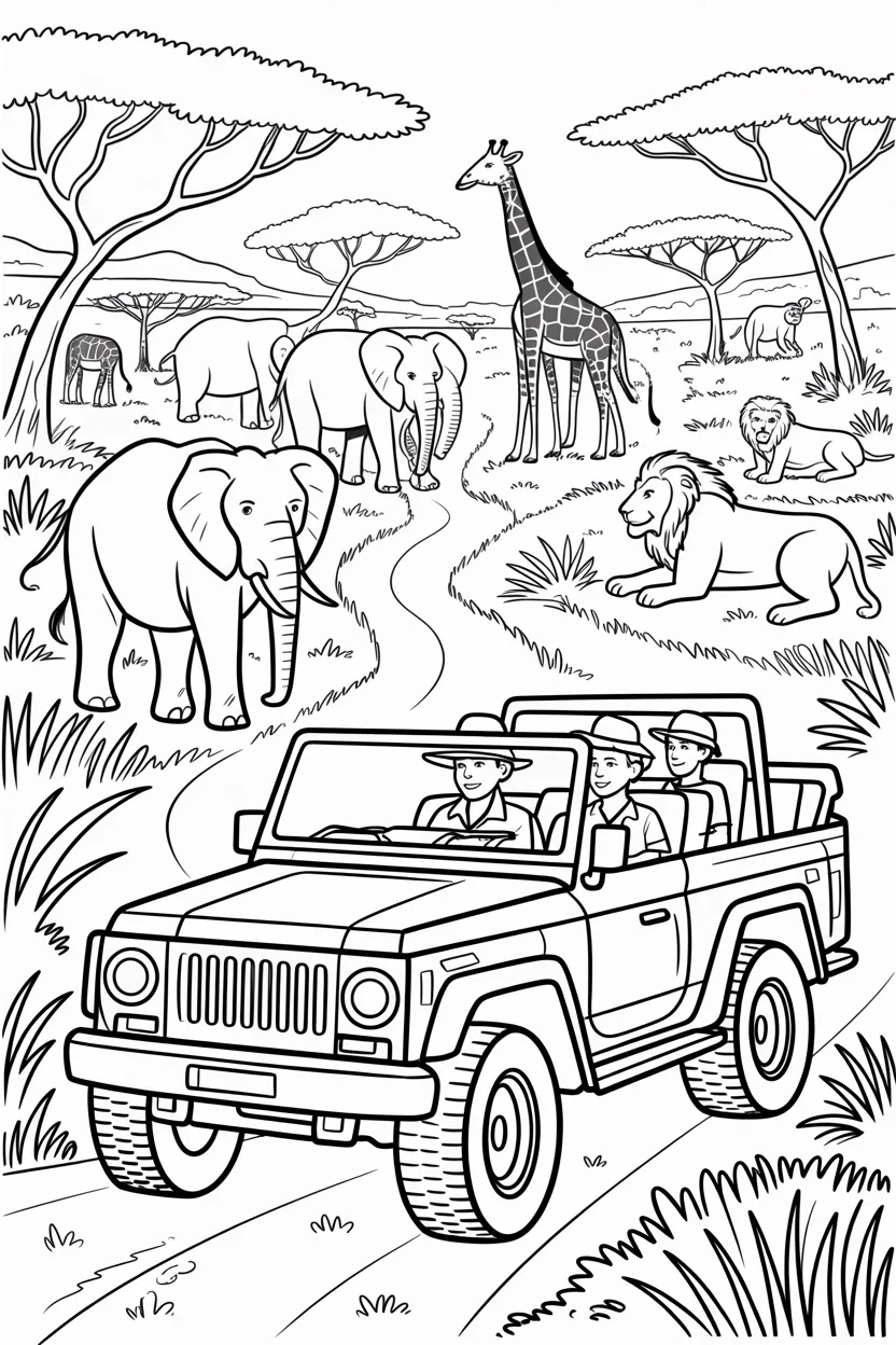 safari jeep coloring pages free printable