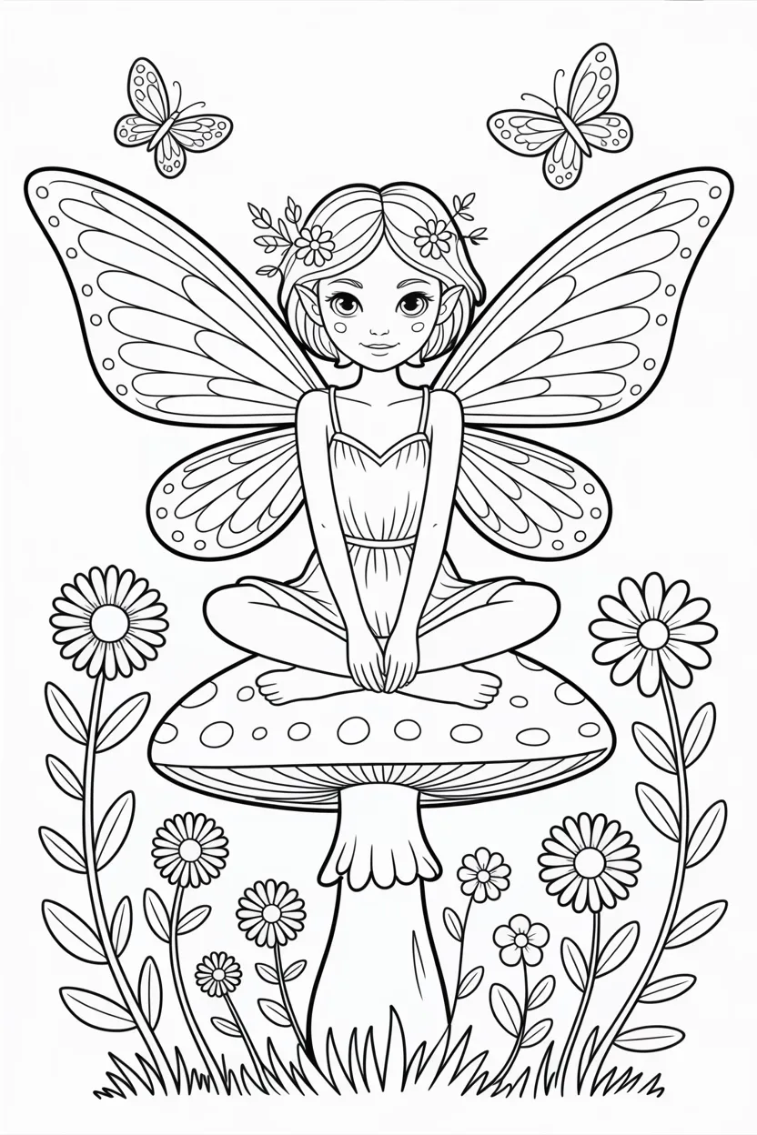 Small fairy coloring pages