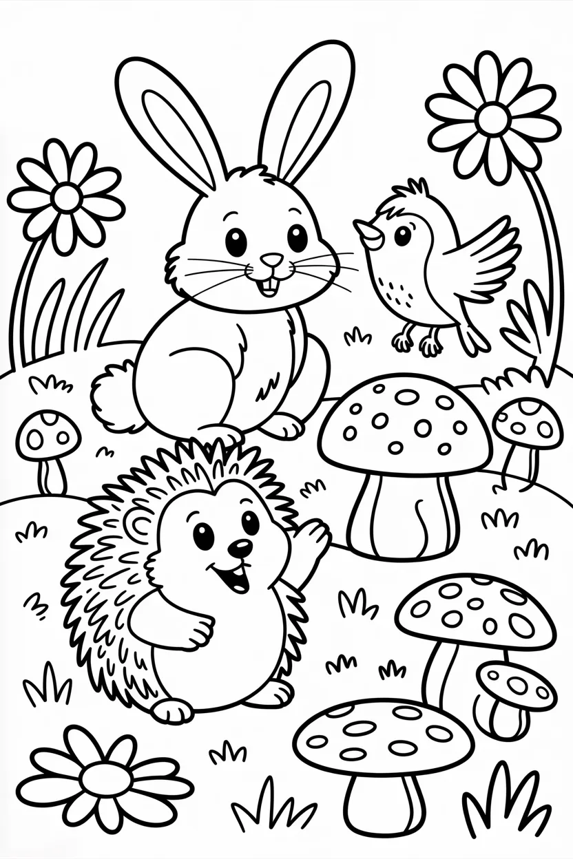 Cute Garden Animals Coloring Pages