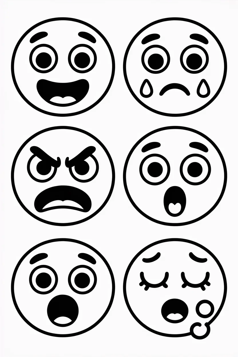 cute cartoon face expressions coloring pages
