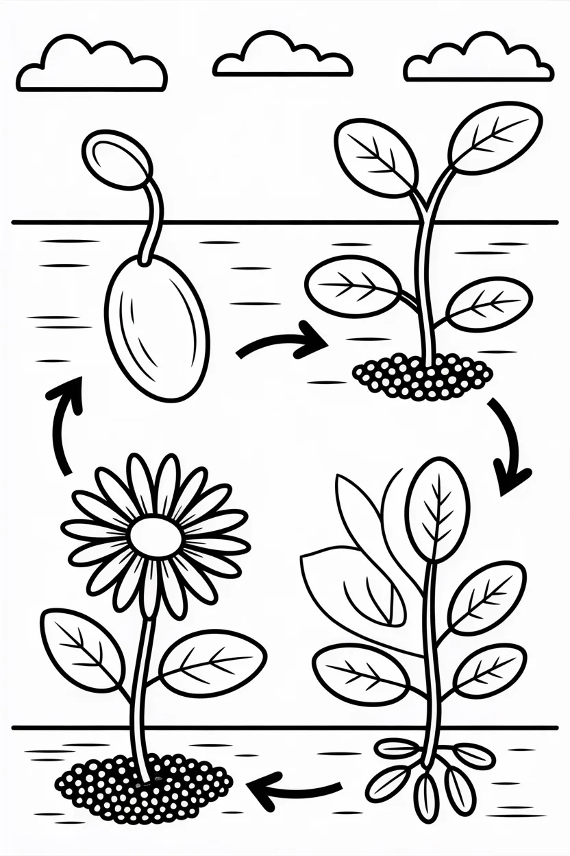 5 Life cycle of plant coloring pages
