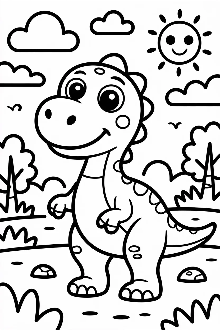 5 Dinosaurs coloring pages free printable