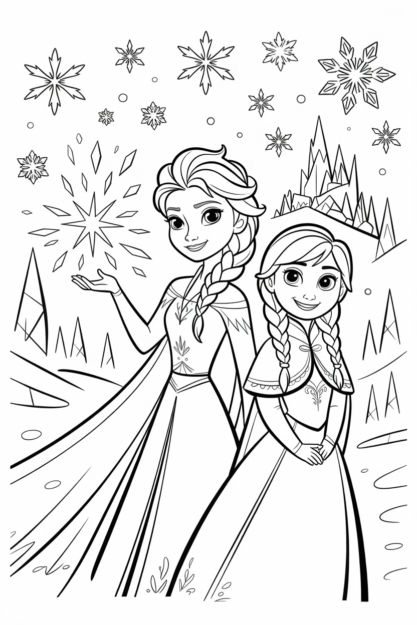 Frozen and Elsa Coloring Page