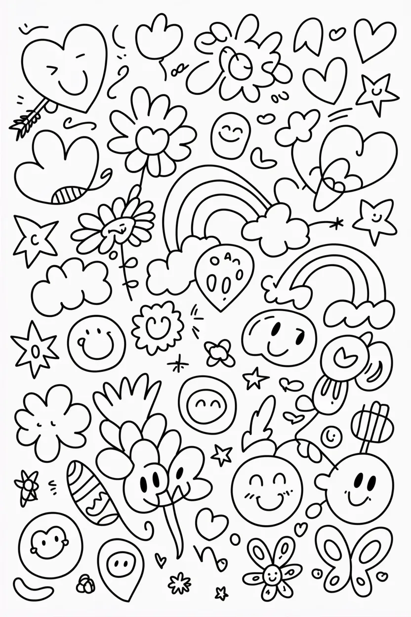 Trendy doodle coloring pages free printable