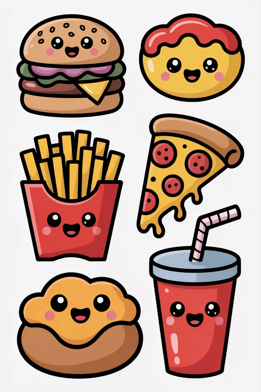 food doodle stickers free printable