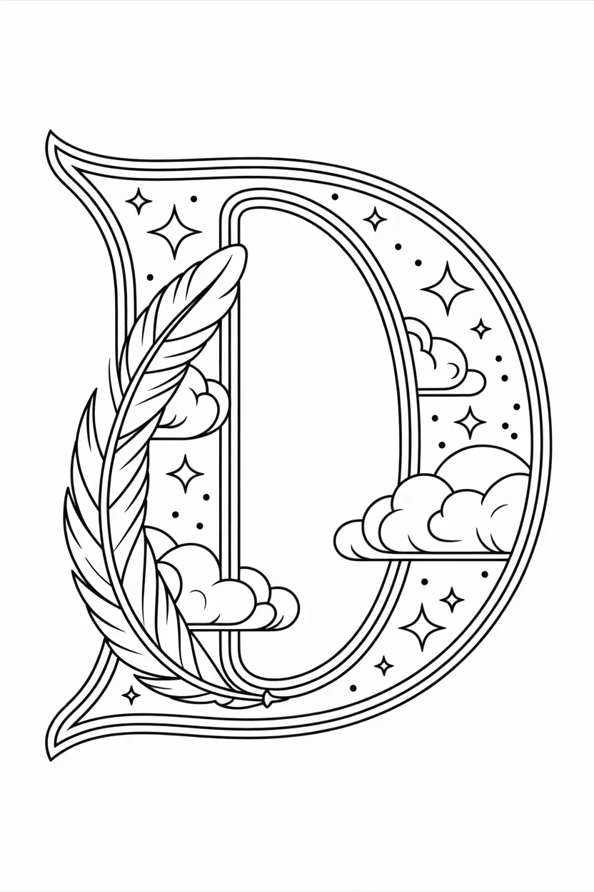 Alphabet letter D coloring pages