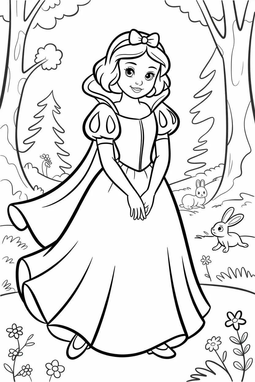 4 Snow white coloring pages free printable